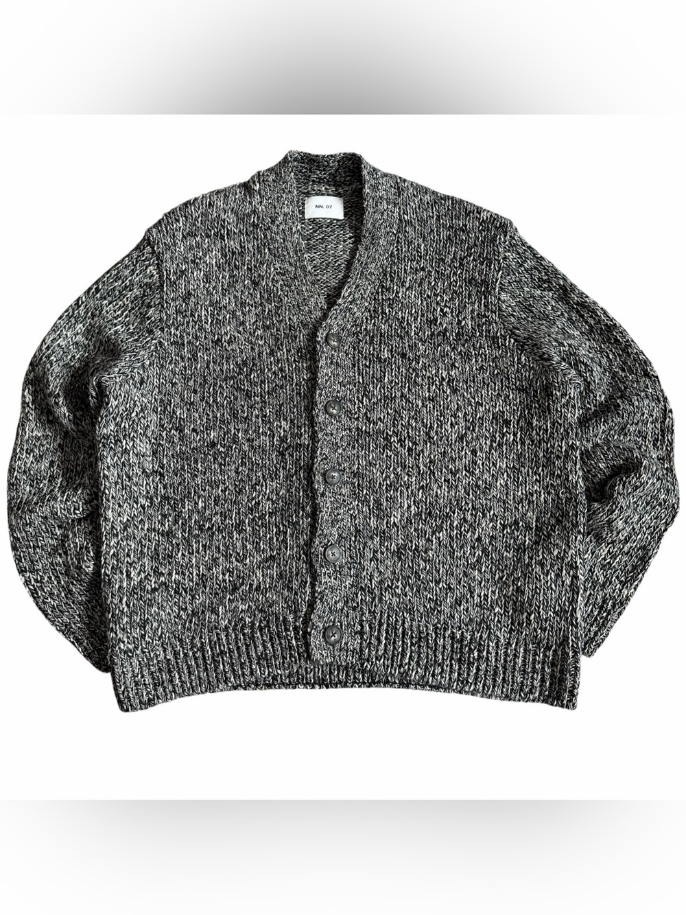NN07 Men’s 6620 Mika Cardigan Knit Sweater Button Up Sz XXL Black Mouline $295